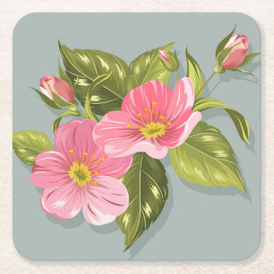 Schöne Blumenskizze Untersetzer Set