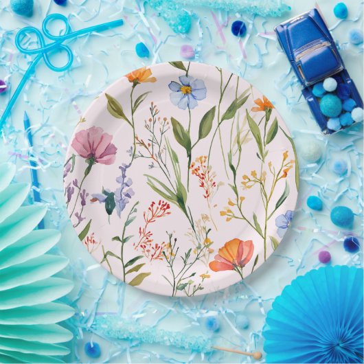 Schöne Blumenspülung Pappteller (Party)