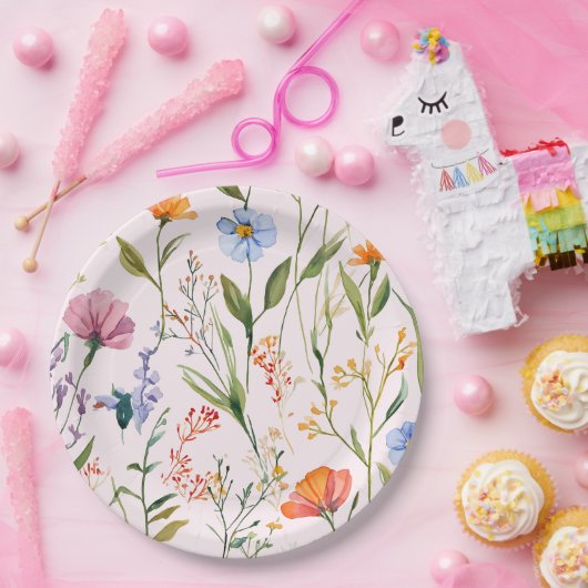 Schöne Blumenspülung Pappteller (Party)