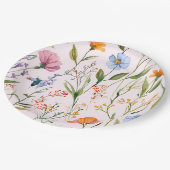 Schöne Blumenspülung Pappteller (Schrägansicht)