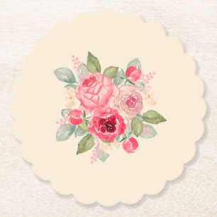 Schöne Blumenstrauß aus bemalten rosa Rosen Aquare Untersetzer