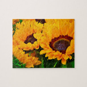 Schöne Blumenstrauß aus gelben und orangen Sonnenb Puzzle