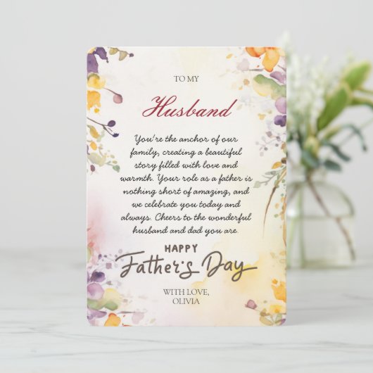 Schöne Blumenstrauß Vatertagskarte Feiertagskarte (Stehend Vorderseite)