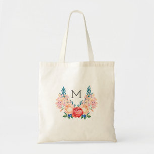 Schöne BlumenTaschen-Tasche - Monogramm-Initiale Tragetasche