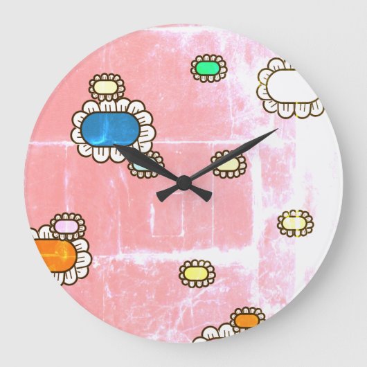 schöne Blumenuhr Große Wanduhr (Vorderseite)