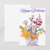 Schöne Blumenvase Geburtstagskarte (Vorne/Hinten)