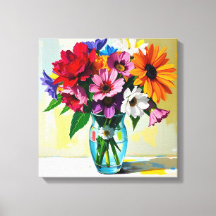 Schöne Blumenvase in bunten Farben Leinwanddruck