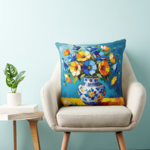 Schöne Blumenvase Kissen