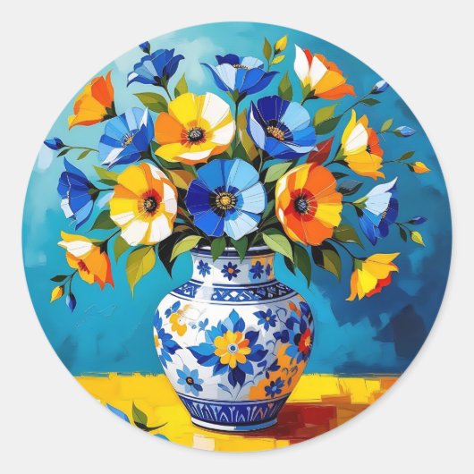 Schöne Blumenvase Runder Aufkleber (Vorderseite)
