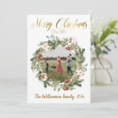 Schöne Blumenweihnachtskarte für das Foto Feiertagskarte (Stehend Vorderseite)