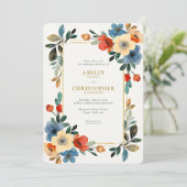 Schöne Blumenwetterhochzeit Einladung (Stehend Vorderseite)