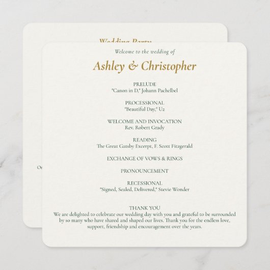 Schöne Blumenwetterhochzeit Programm (Vorne/Hinten)