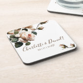 Schöne Blush Beige Öl Rose Hochzeit Getränkeuntersetzer (Linke Seite)