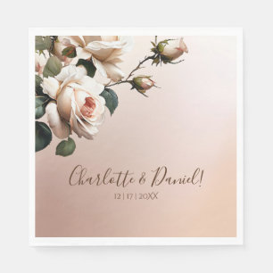 Schöne Blush Beige Öl Rose Hochzeit Serviette