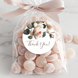 Schöne Blush Beige Öl Rose Hochzeit Vielen Dank Runder Aufkleber