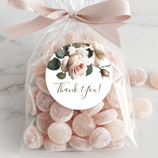 Schöne Blush Beige Öl Rose Hochzeit Vielen Dank Runder Aufkleber