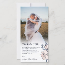 Schöne Blush & Blue Blumen Hochzeit Vielen Dank Dankeskarte