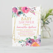 Schöne Blush Blues Delicate Girl Baby Dusche Einladung (Stehend Vorderseite)