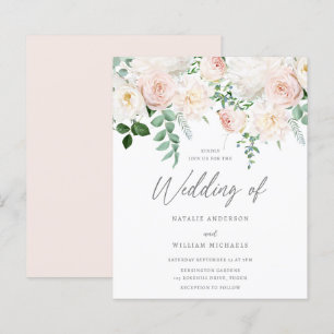 Schöne Blush Garden Hochzeitsbudget Einladung
