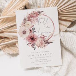 Schöne Blush Pink Boho Herbsthochzeit Einladung