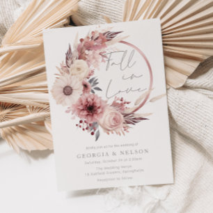 Schöne Blush Pink Boho Herbsthochzeit Einladung