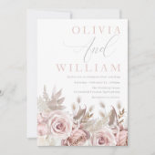 Schöne Blush Pink Dusty Rose Blumenzehen Einladung (Vorderseite)