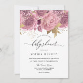 Schöne Blush Pink Floral Gold Baby Dusche Einladung (Vorderseite)