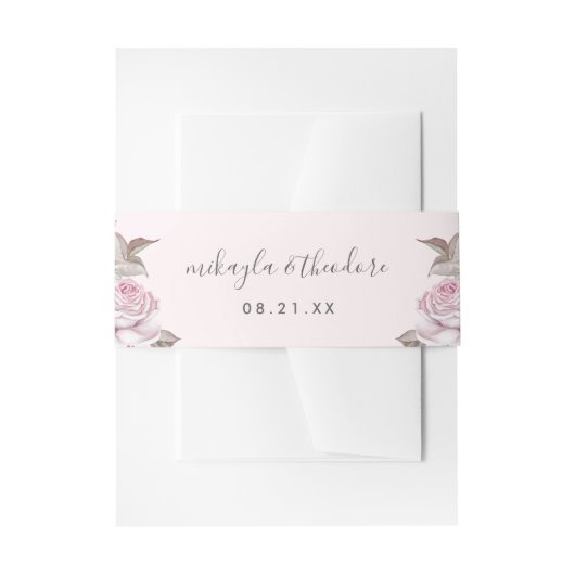 Schöne Blush Pink Roses Wedding Einladungsbanderole (Vorderseite Beispiel)