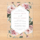 Schöne Blush Pink Wasserfarben Blumenzehen Acryleinladungen (Vorderseite)