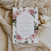 Schöne Blush Pink Wasserfarben Blumenzehen Einladung