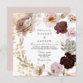 Schöne Blush & Rose Blumenzwiebeln Einladung (Vorne/Hinten)