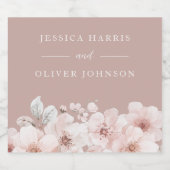 Schöne Blush Wasserfarbe Dusty Pink Hochzeit Schaumweinetikett (Einzelnes Label)