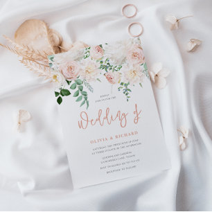 Schöne Blush & White Floral Wedding Einladung