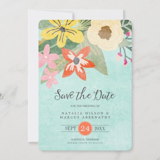 Schöne Blüte, die Save the Date Karte Wedding ist (Vorderseite)