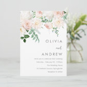 Schöne Blüte & Elfenbeinblume Moderne Hochzeit Einladung (Stehend Vorderseite)