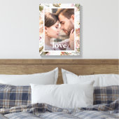 Schöne Blüte mit Liebe Typografie Foto Leinwanddruck (Insitu (Schlafzimmer))