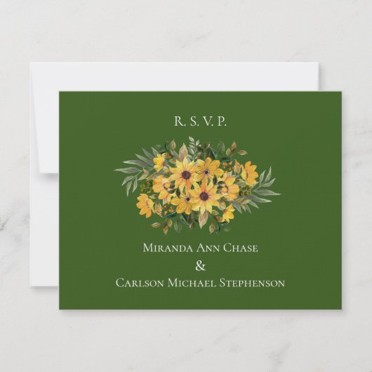 Schöne Blüte mit Rings Wedding RSVP Flat Card (Vorderseite)