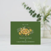 Schöne Blüte mit Rings Wedding RSVP Flat Card (Stehend Vorderseite)