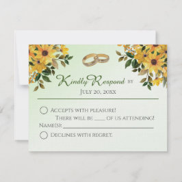 Schöne Blüte mit Rings Wedding RSVP Flat Card