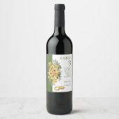 Schöne Blüte mit Rings Wedding Tischnummer Weinetikett (Vorderseite)