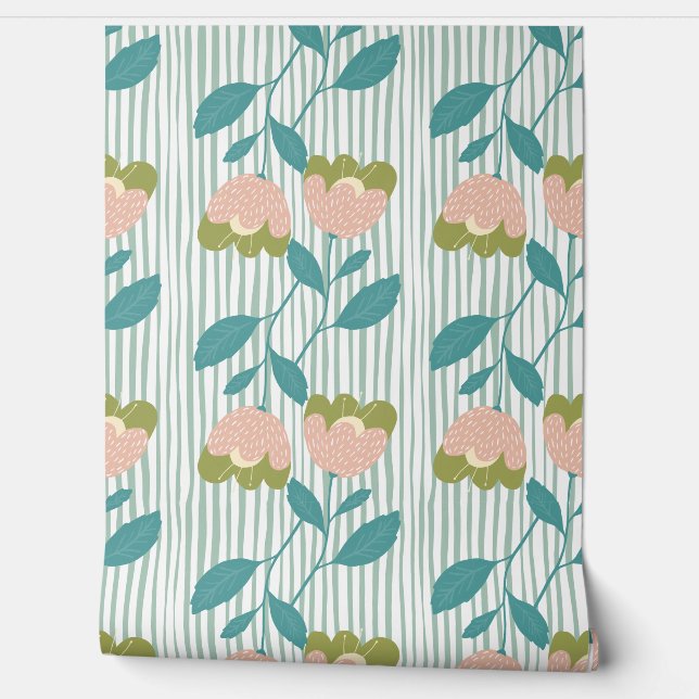 Schöne Blüte mit Streifen Niedlich blauer Hintergr Tapete (Abrollen)