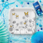Schöne Blüte und Schmetterling Pappteller (Party)