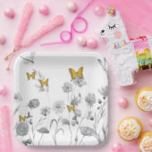 Schöne Blüte und Schmetterling Pappteller (Party)