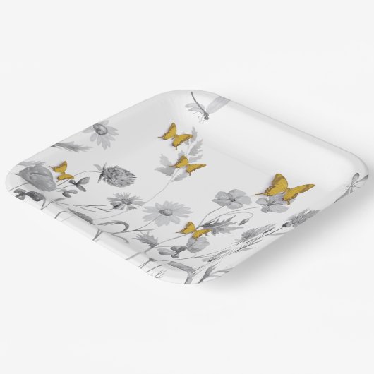 Schöne Blüte und Schmetterling Pappteller (Gewinkelt)