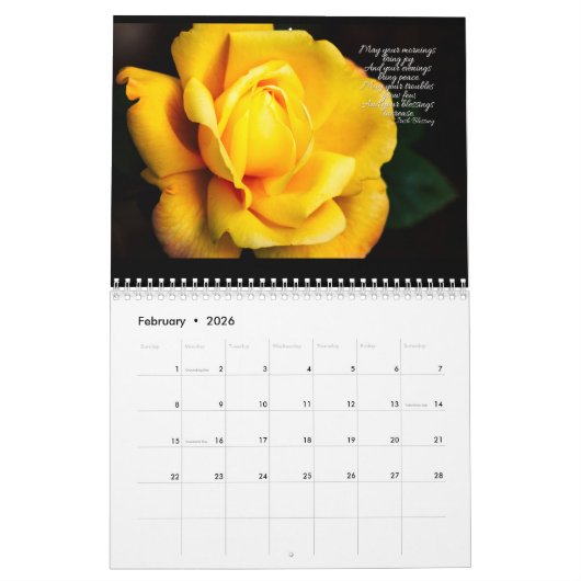 Schöne Blüten 12-Monats-Kalender Kalender (Feb 2026)