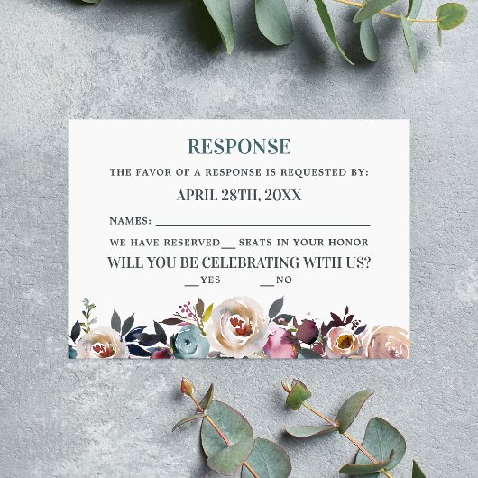 Schöne Blüten Blumenfrühling Pastell Aquamarin RSVP Karte