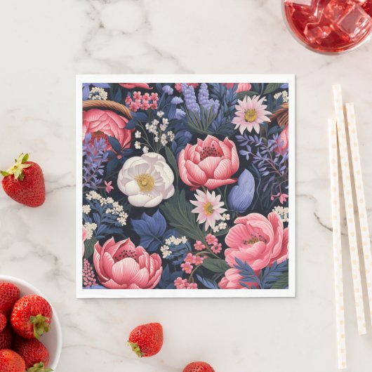 Schöne Blüten, buntes Muster, Serviette (Beispiel)