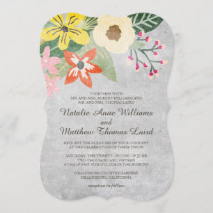 Schöne Blüten Hochzeitseinladung / Grau Einladung