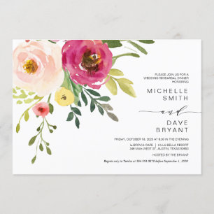 Schöne Blütenblüte, Hochzeit Probe Dinner Einladung