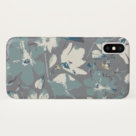 Schöne Blütenblüten Grau Blau Creme Print Case-Mate iPhone Hülle (Rückseite (Horizontal))